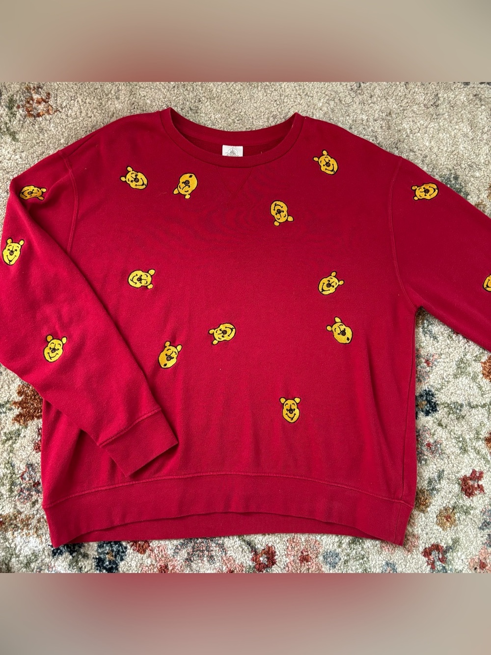 Disney Embroidered Winnie the Pooh Red Crewneck Sweatshirt